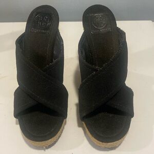 Tory Burch black Kristen wedges